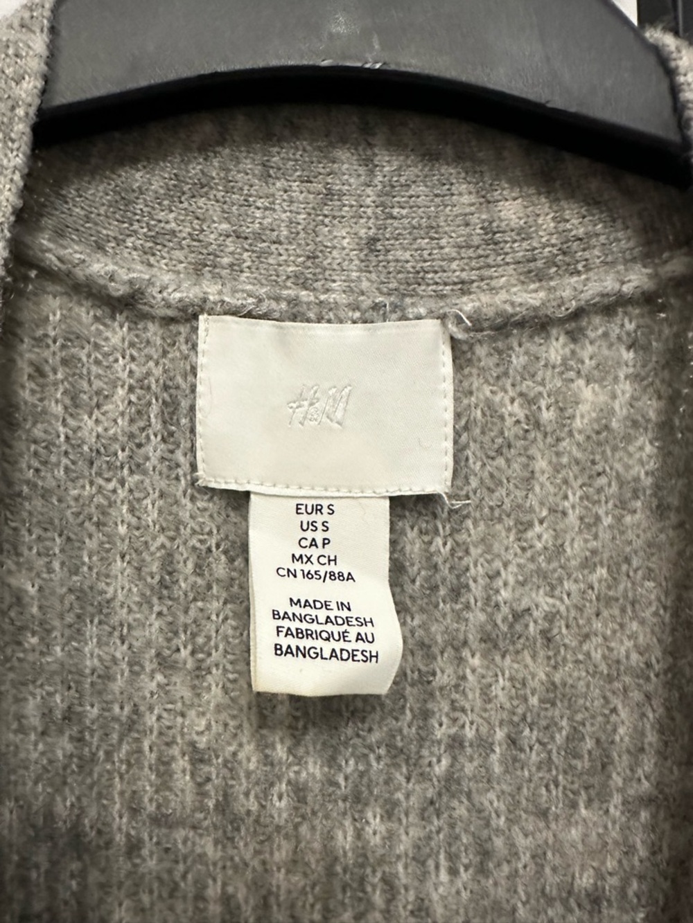 H&M Long Open-Front Ribbed Cardigan - Gray - Picture 3 of 8